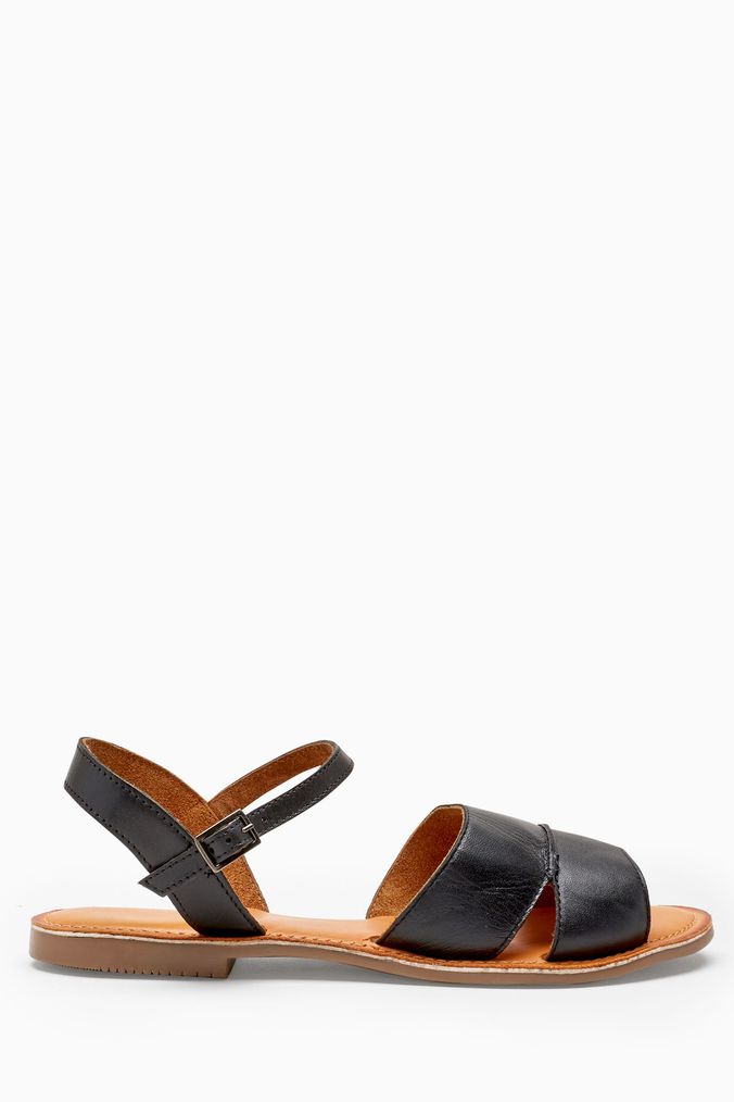 Womens Next Black Forever Comfort Leather Two Part Sandals - Black