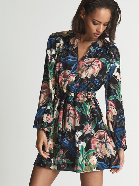 reiss black floral dress