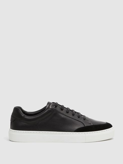 Reiss Black Ashley Leather Trainers