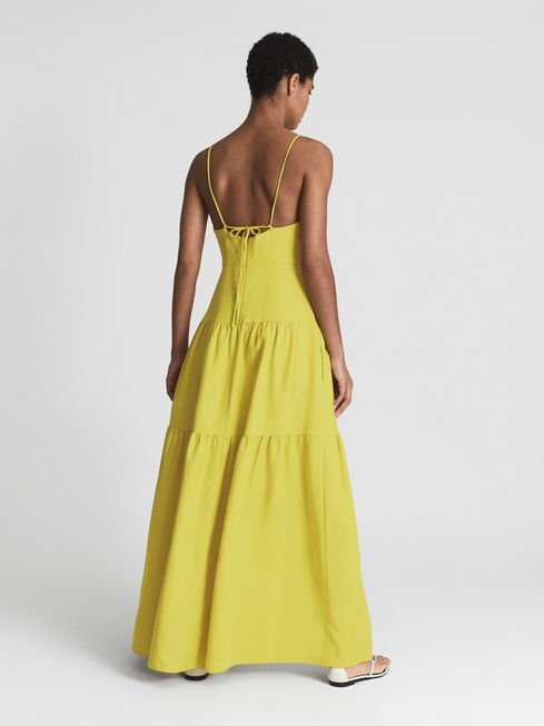 Reiss Lime Frida Strappy Linen Maxi Dress