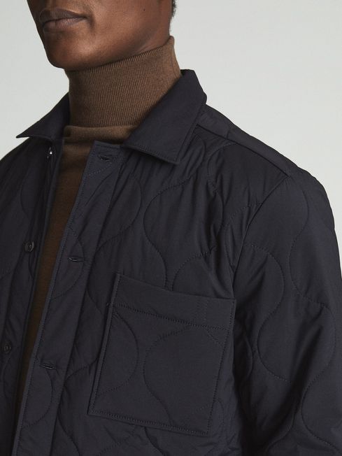 Reiss Navy Tarrant Quilted Overshirt