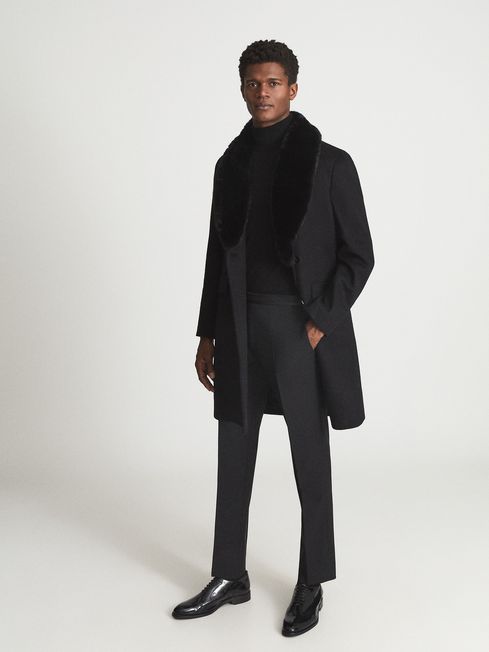 Reiss Blyth Fur Collar Tailored Coat, Faux Fur Collar Overcoat Mens
