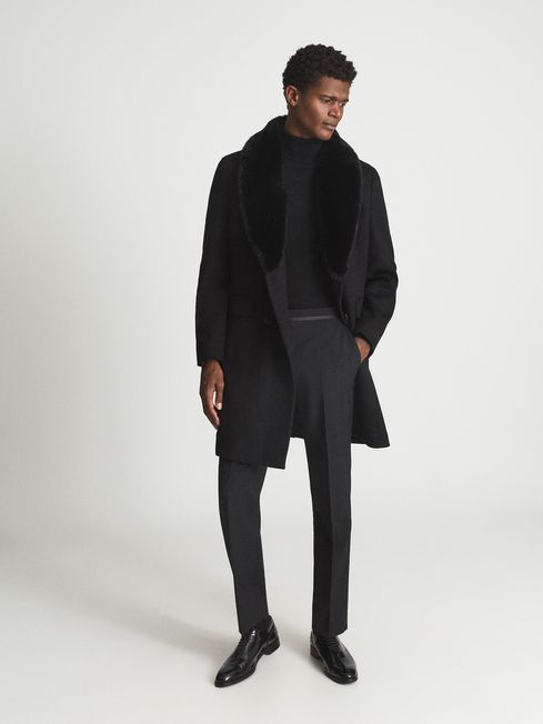Reiss Blyth Fur Collar Tailored Coat, Faux Fur Collar Overcoat Mens Uk