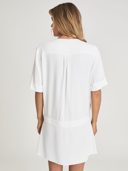 white drop waist shirt dress