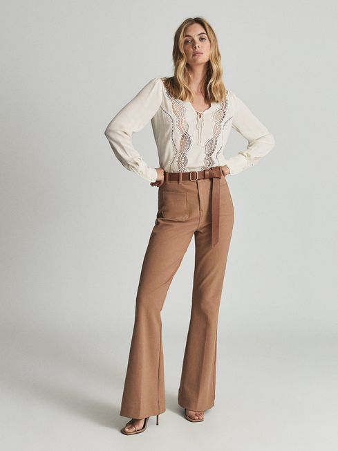 Reiss Faith Lace Trim Satin Top - REISS