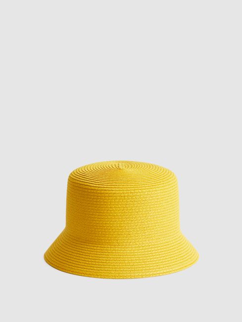 Reiss Yellow Lexi Bucket Woven Bucket Hat