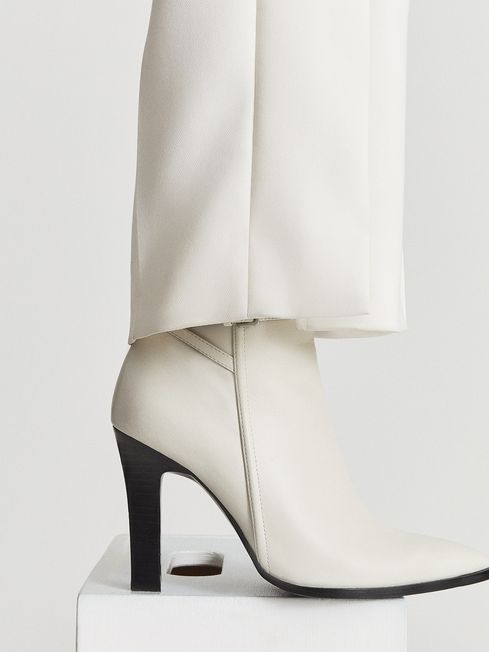 Reiss Ada Leather Point Toe Ankle Boots
