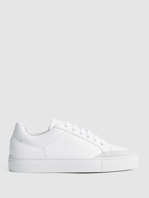 Reiss White Ashley Leather Contrast Sole Trainers