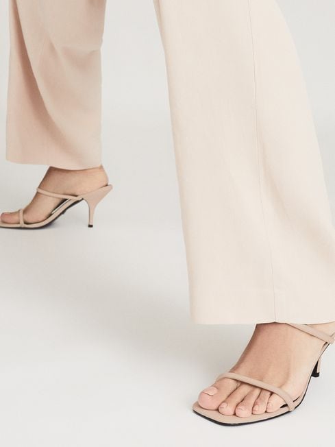 Reiss Nude Magda Leather Strappy Heeled Sandals