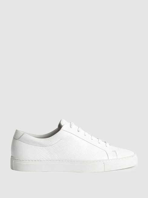 Reiss White Luca Tumbled Leather Sneakers