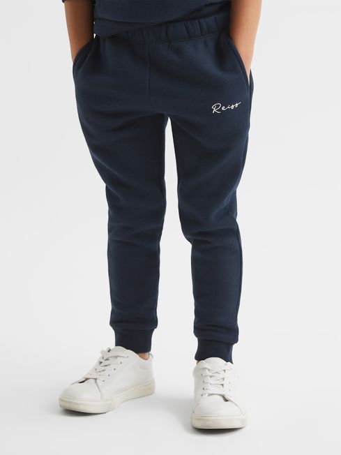 Reiss Navy Clark Junior Embroidered Jersey Joggers