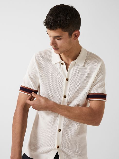 mens button through polo