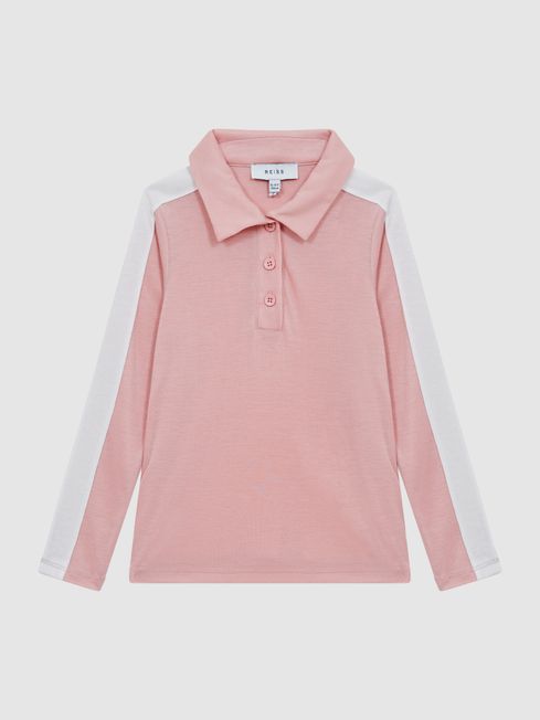Reiss Pale Pink India Junior Colour Block Jersey Top
