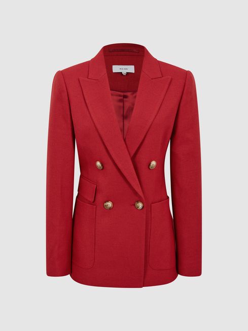 Reiss Lola Red Double Breasted Blazer - UK10/US6, Red