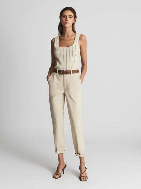 Reiss Erin Cotton Tapered Slim Trousers 