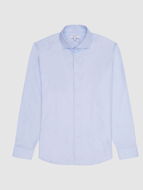 Reiss Soft Blue Spencer Cotton Twill Shirt