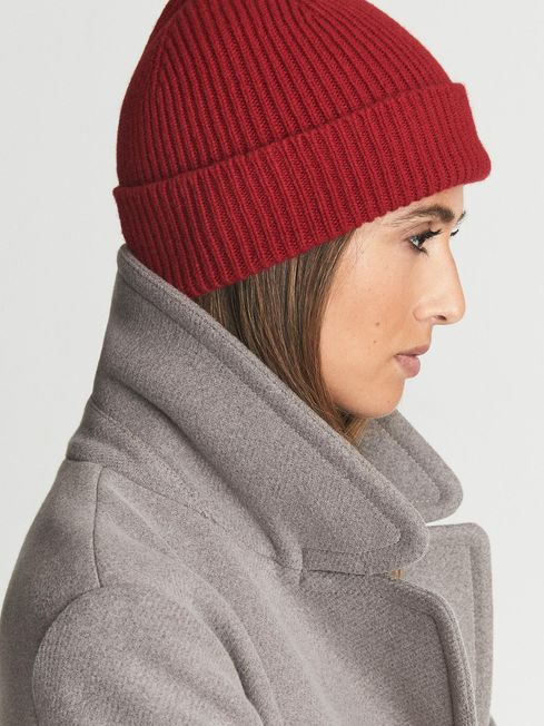 Reiss Picton Knit Ribbed Lambswool Beanie