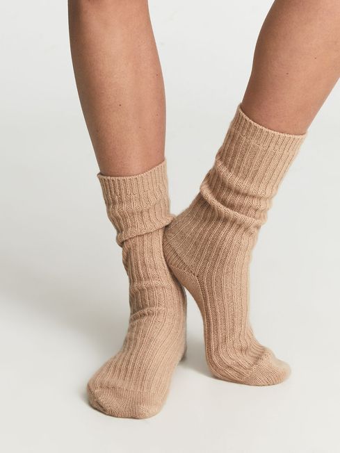 Reiss Camel Alderney Cashmere Socks