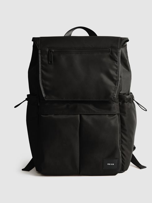 Reiss Black Lennox Large Nylon Backpack