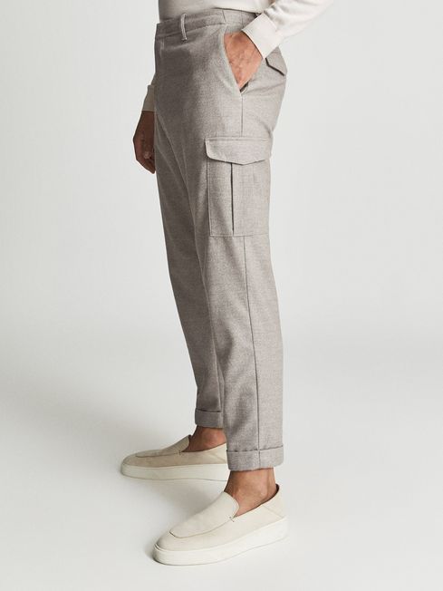 Reiss Taupe Lounge Five Pocket Flannel Trousers