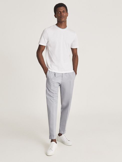 Reiss Airforce Blue Ramsay Pleat Front Tapered Trousers