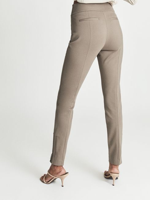 Reiss Mink Isla Ponte Trousers With Zip Detail