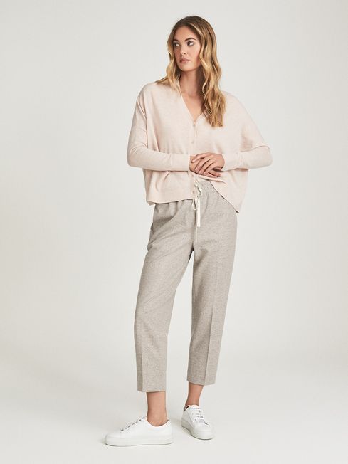 Reiss Silver Grey Maisie Textured Drawcord Trousers