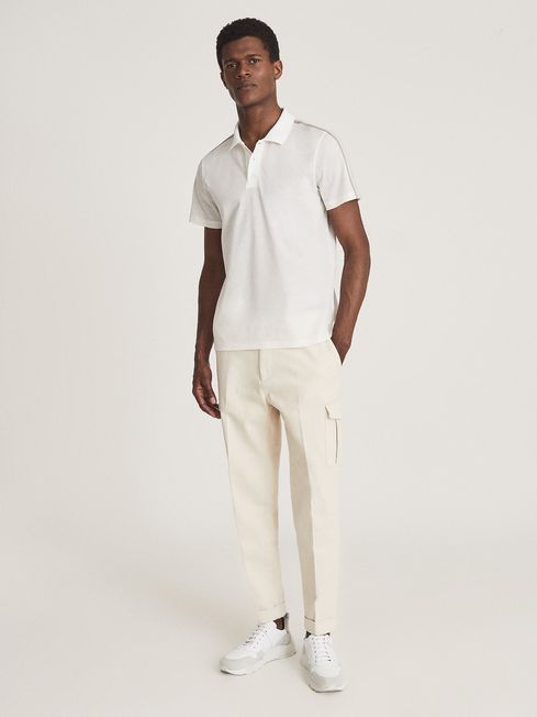 Reiss White Kendal Cotton Pique Polo Shirt