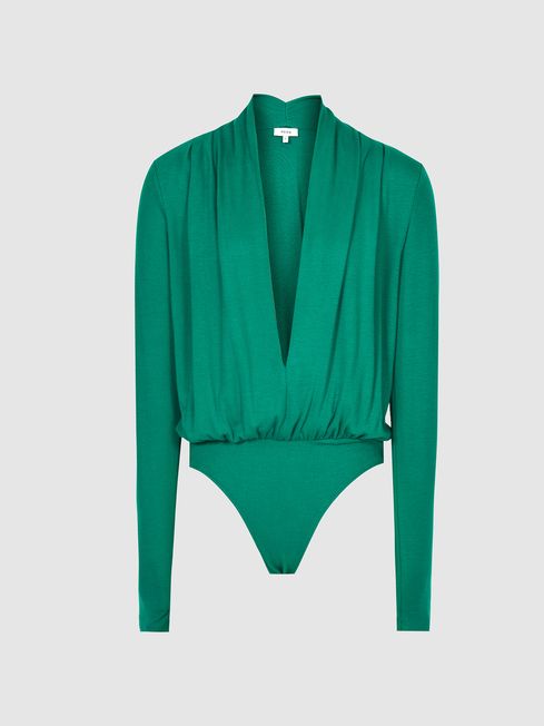 Reiss Green Rosalba Long Sleeved Bodysuit
