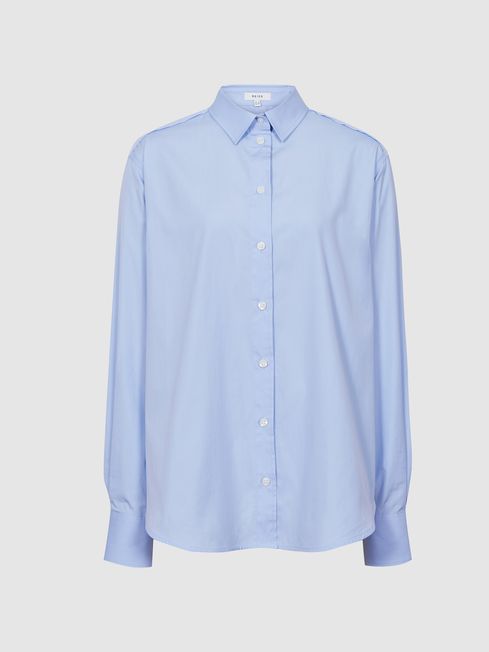 Reiss Blue Jenny Cotton Poplin Shirt