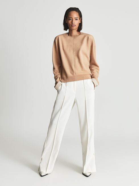 Reiss Peach Molly Double Faced Cashmere Blend Jumper
