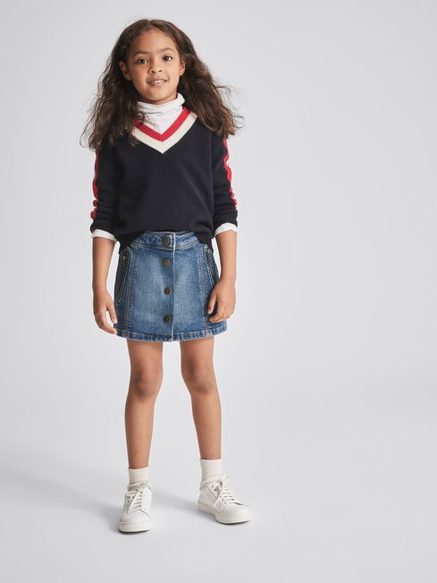 Reiss Mid Blue Kayleigh Junior Denim Mini Skirt