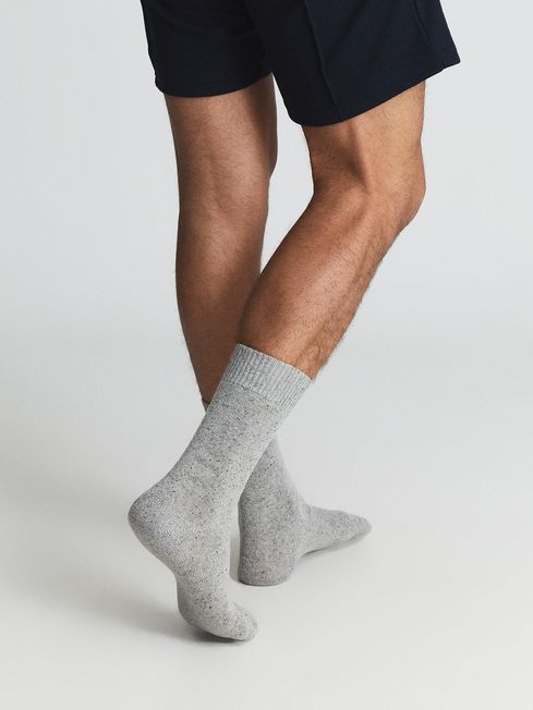 Reiss Grey Arthur Wool Silk Blend Socks