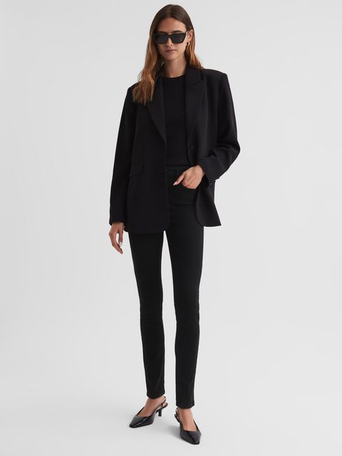 Reiss Black Margot Paige High Rise Stretch Skinny Jeans
