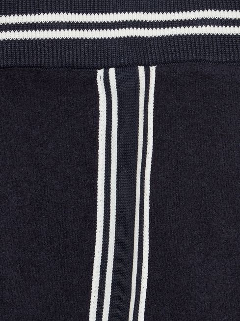 Reiss Navy Valley Junior Velour Side Stripe Shorts