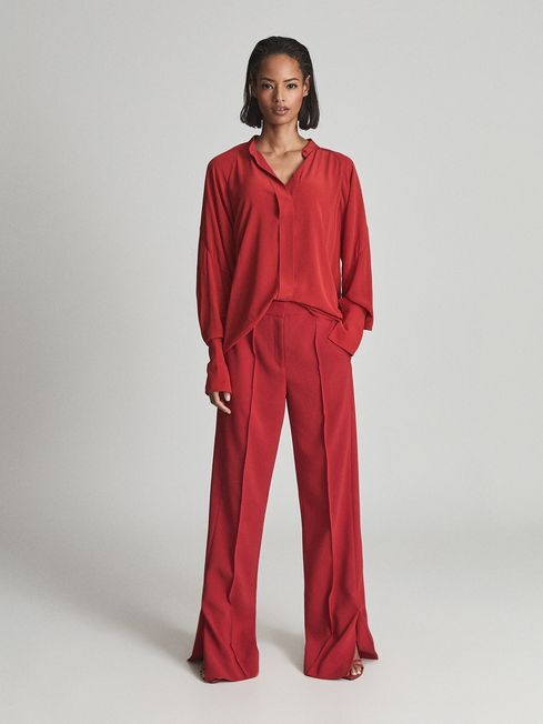 Reiss Red Leah Wide Leg Tailored Trousers