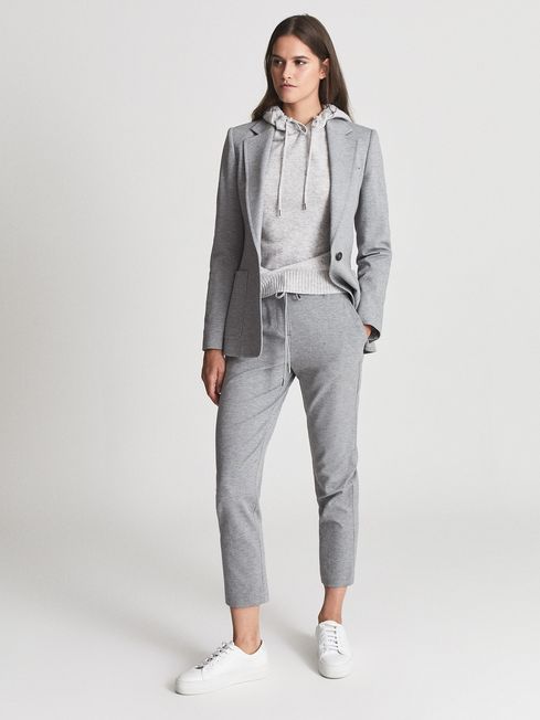 Reiss Grey Neave Petite Slim Fit Jersey Stretch Trousers
