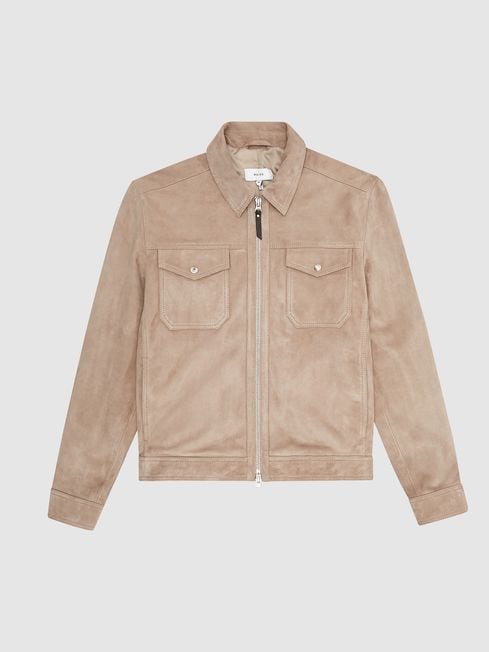 Reiss Stone Pike Suede Zip Through Jacket | ubicaciondepersonas.cdmx.gob.mx