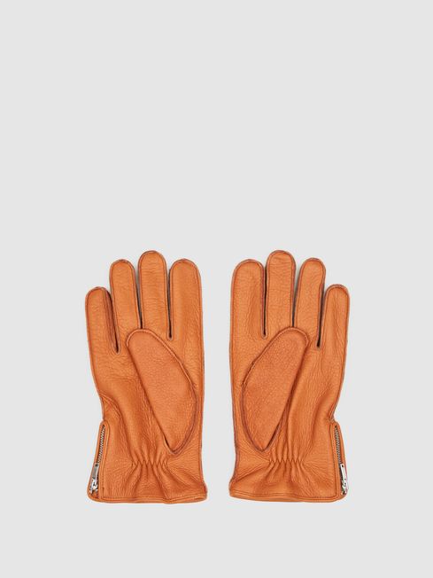 Reiss Tan Iowa Leather Gloves