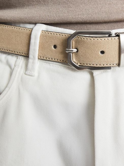 Reiss Sand Aldwych Reversible Leather And Suede Belt