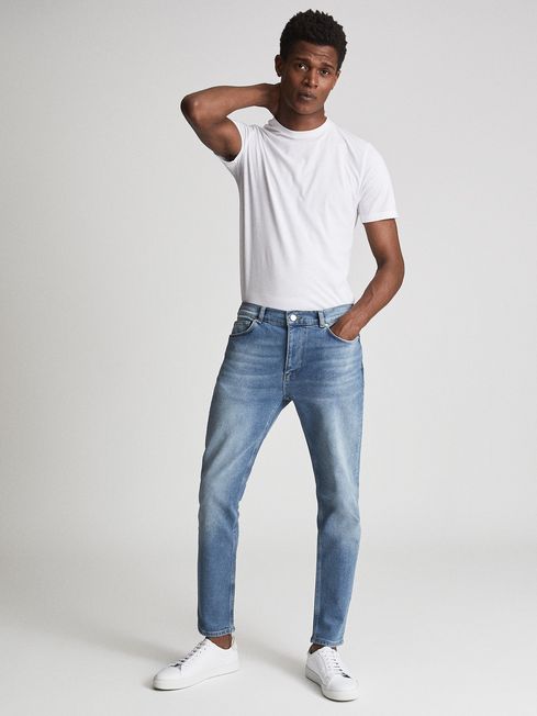 Reiss Washed Blue Cove Tapered Slim Fit Jeans