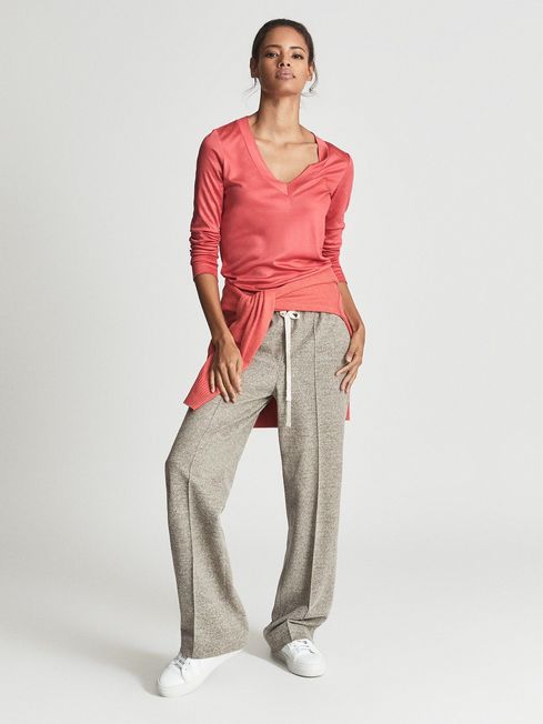 Reiss Coral Selena Jersey V-Neck Top