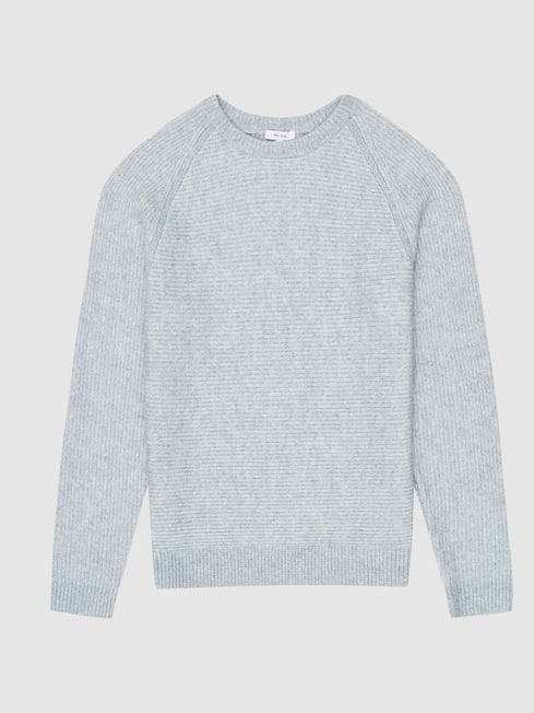Reiss Soft Blue Becton Ribbed Jumper