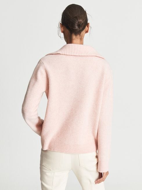 Reiss Pink Rylee Wool Cashmere Blend Jumper