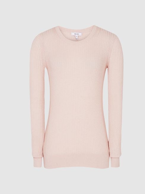 Reiss Pink Maeve Crew Neck Knitted Top