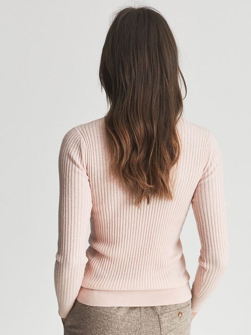 Reiss Pink Maeve Crew Neck Knitted Top