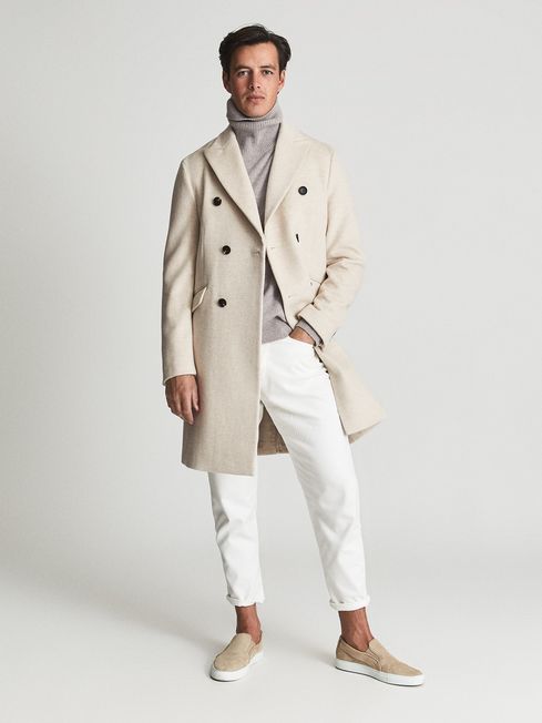 Reiss Natural Mirror Double Breasted Overcoat