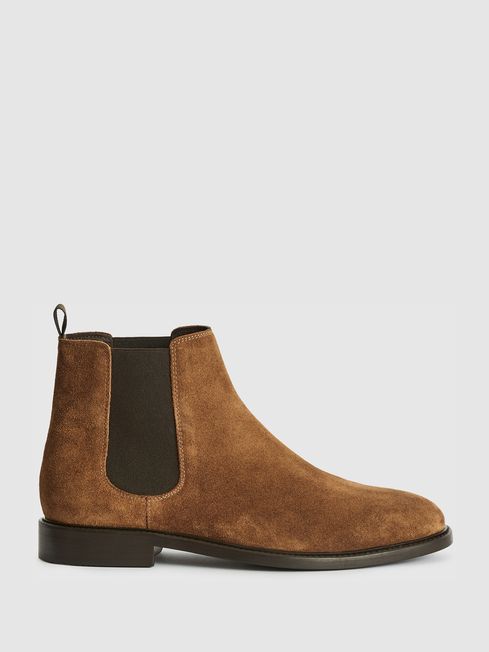 Reiss Toffee Tenor Suede Leather Chelsea Boots