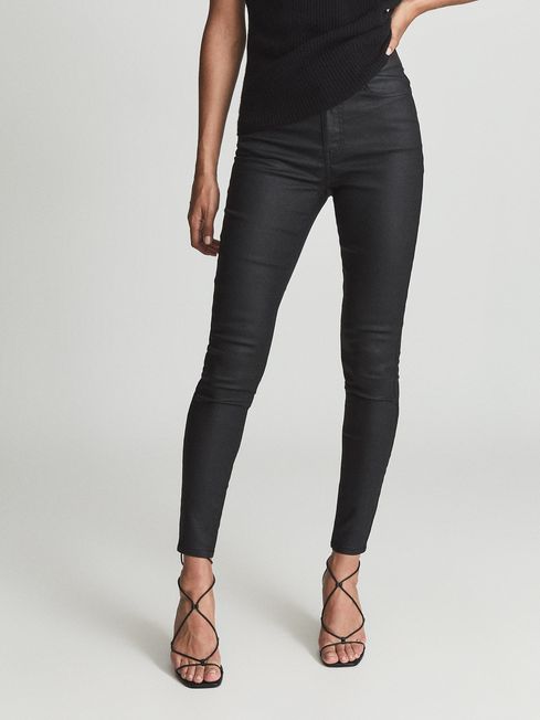 Reiss Lux Coated Mid Rise Skinny Jeans