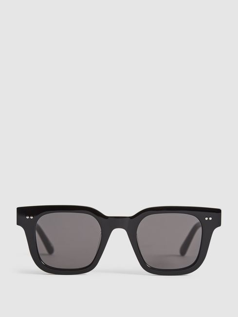 Reiss Black Four Chunky Acetate Square Sunglasses